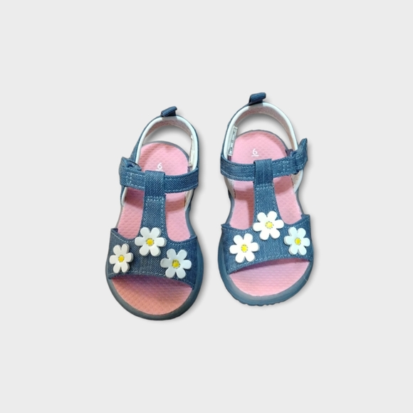 Toddler Girl Shoes Carter's Floral Light Up Sandals size 6 Blue and White - Picture 2 of 9